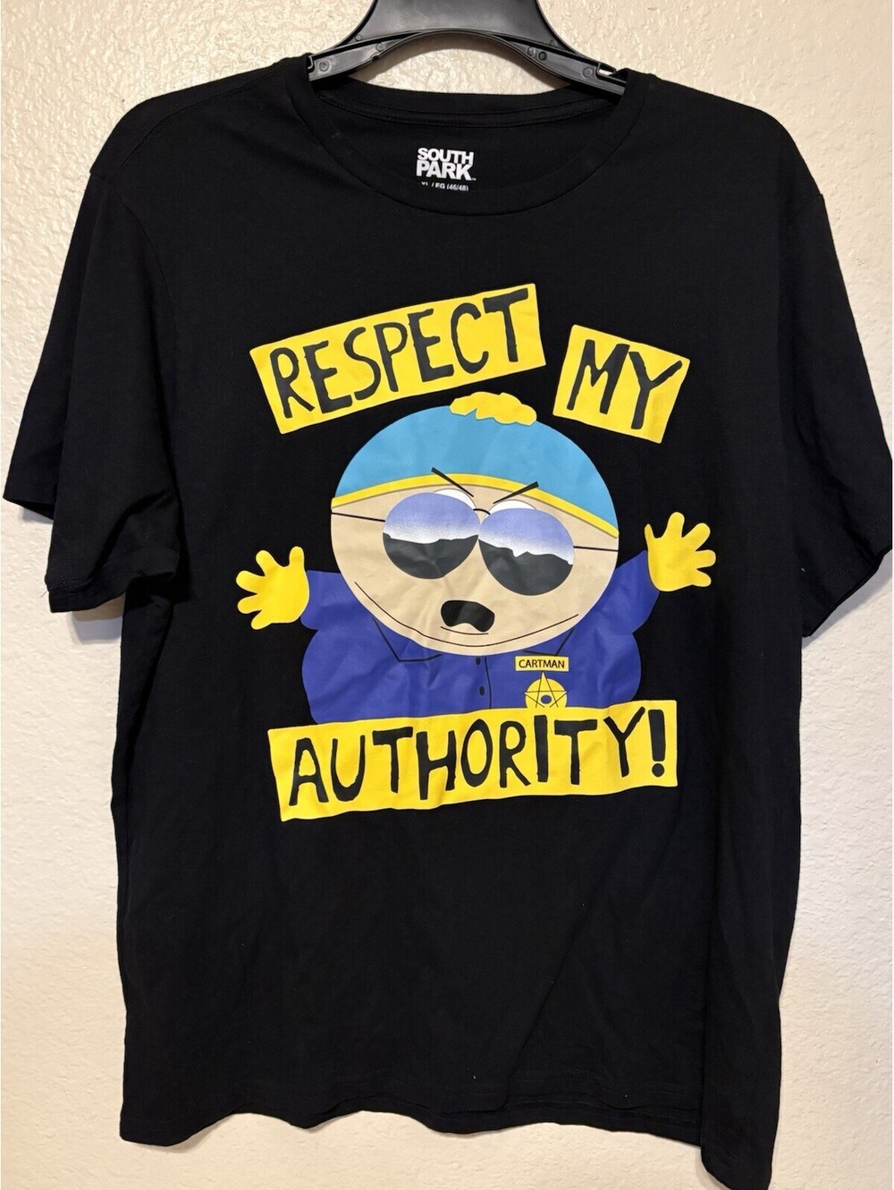 South Park Cartman Respect My Authority T-Shirt Men’s XL Black Graphic Tee